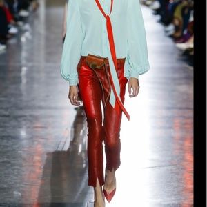 Givenchy Runway Orange Leather Biker Pants S 6